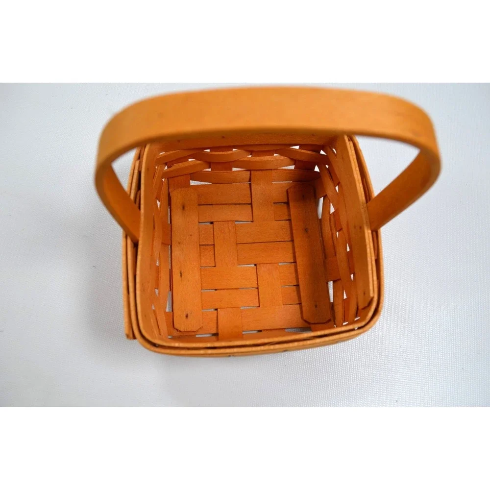 Longaberger 2001 Tarragon Basket Blue Cloth Liner‎ Clear Protector Single Handle